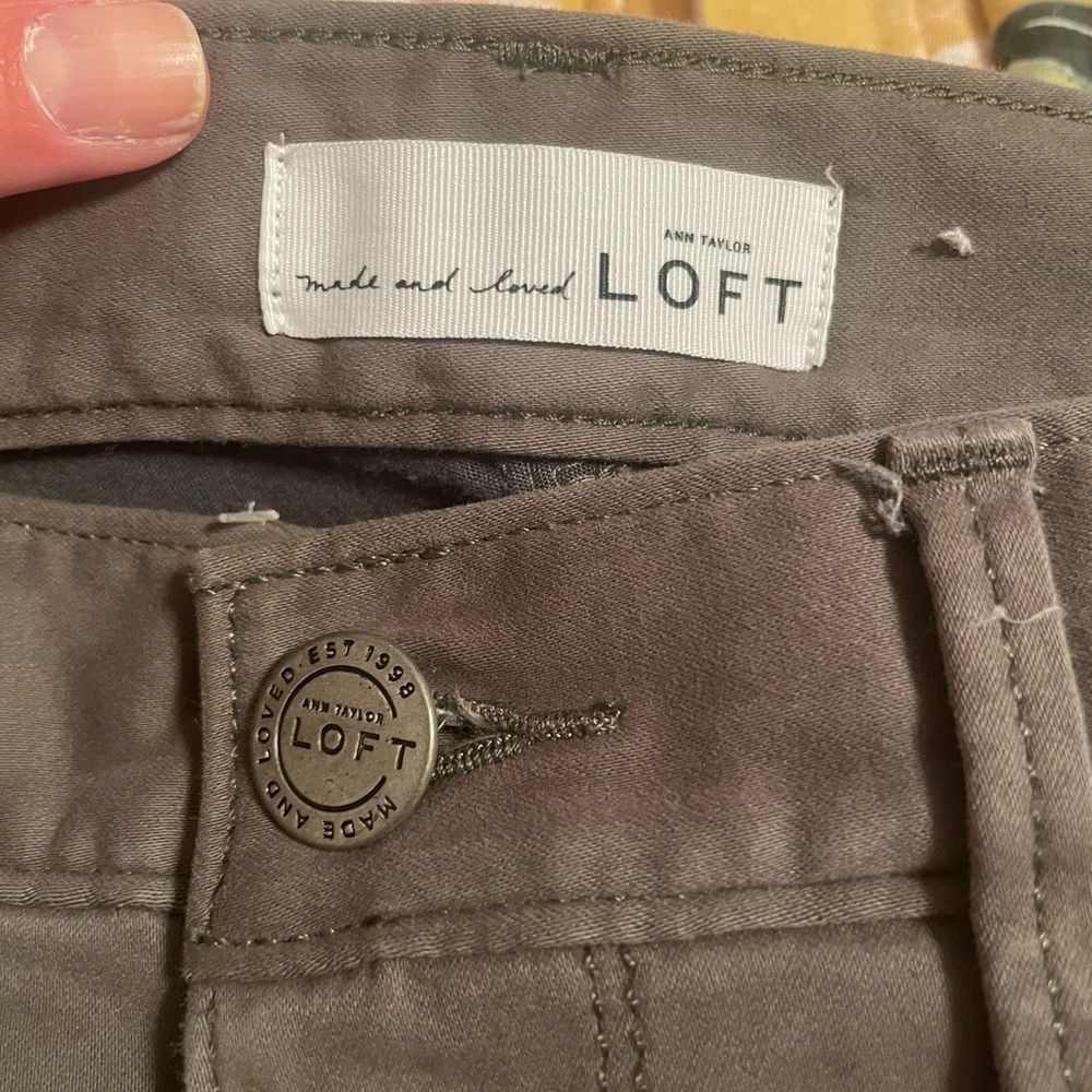 Loft Sateen Skinny Pants - army green